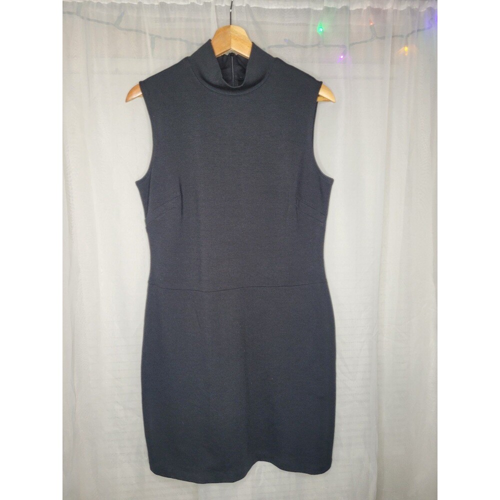 New York & Company Mini Dress Medium Chic Black Mock Neck Sleeveless
